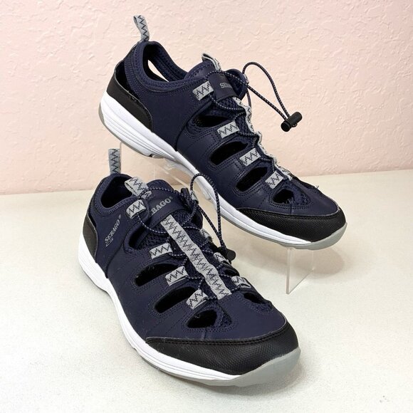 Sebago Cyphon Sea Fisherman Sandal Mens 11.5 Navy Blue Nubuck Upper Bungee - Picture 1 of 11